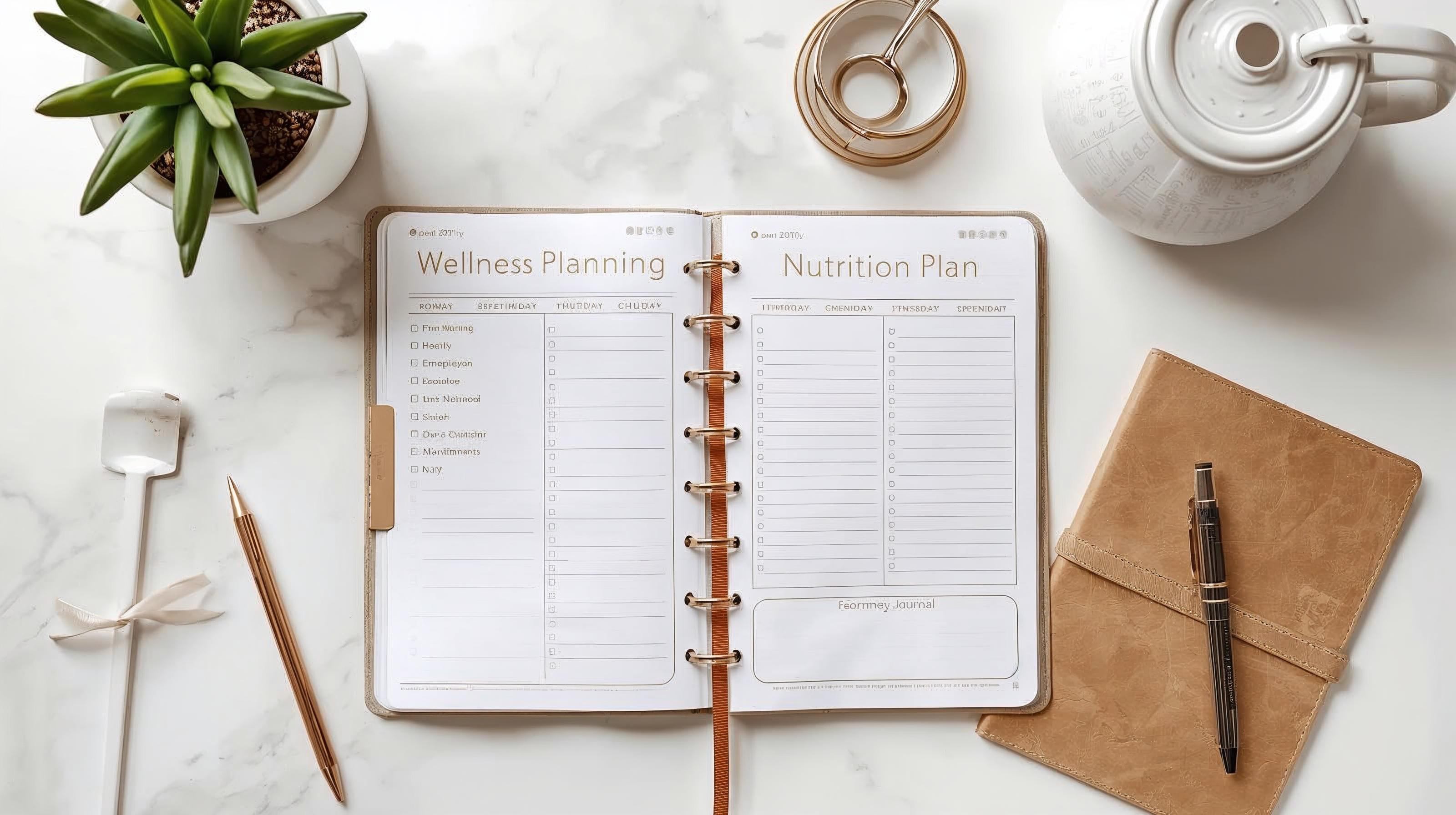 Wellness planning journal and lifestyle checklist